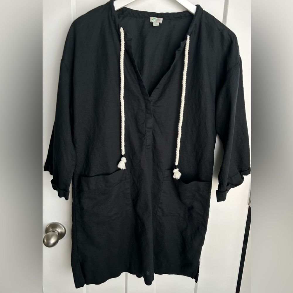 J. Crew Swimwear XS Linen Cotton Blend Coverup Tunic Nautical Coastal Summer